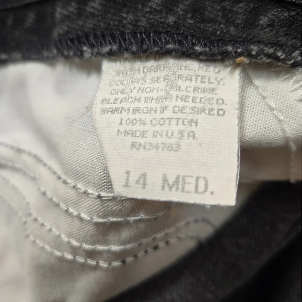 VTG Lee Women's Coal Wash Black Elastic Waist Band Jeans Size 14Med (34x31)